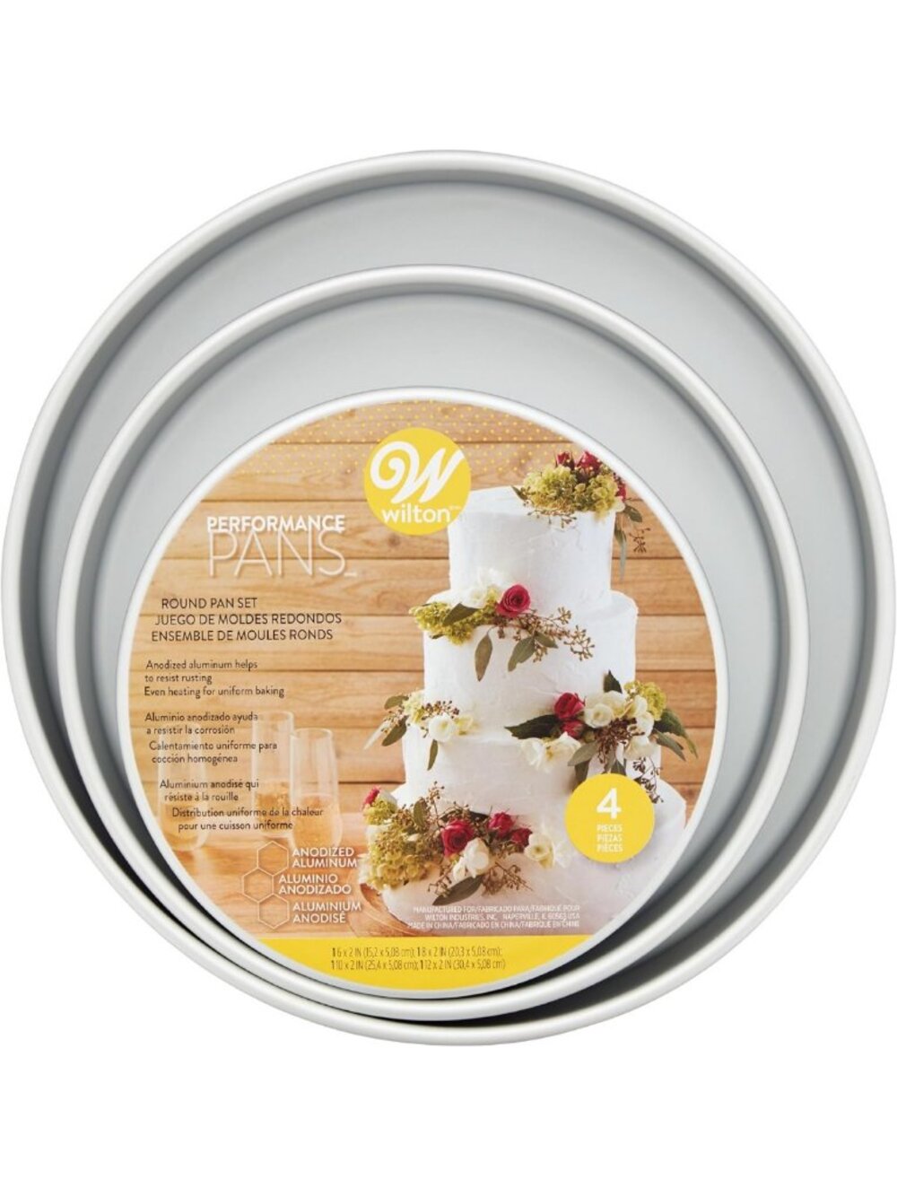 4-Piece Round Cake Pan Set - Non-Stick, PFAS-Free, Durable Aluminum Bakeware